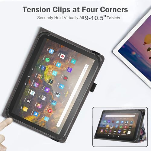 Universal 10 10.1 Inch Android Tablet Case,Slim Folding Stand Cover for All 9"-10.5" Touchscreen Tablet Case with Stylus Pen Holder,Flower Deer - color: Flower Deer