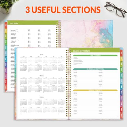 SUNEE Teacher Planner 2026-2027 Academic Year, Lite Lesson Planner Book with 7 Periods Jul 2026 - Jun 2027, 8.5"x11" Daily Weekly and Monthly Organizers, Plan Book with Pocket, Color Tabs, Pink Marble - color: Marble