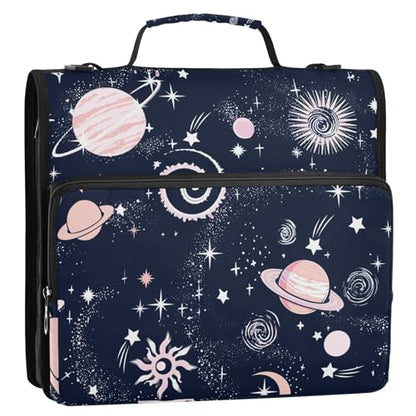 3 Ring Zipper Binder with Shoulder Strap Plant 2 Inch Zippered Binder Bag 500 Sheet Capacity Multi Pockets for School Supplies - color: Multi2