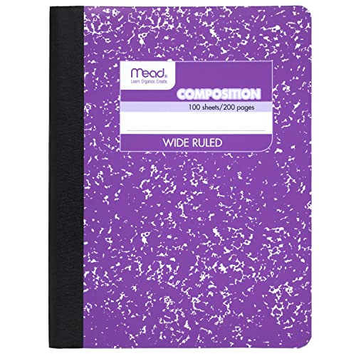 Mead Composition Notebook, Wide Ruled Paper, 7-1/2" x 9-3/4", 100 Sheets, Purple Marble (09918BA7) - color: Purple Marble, size: 1 Pack