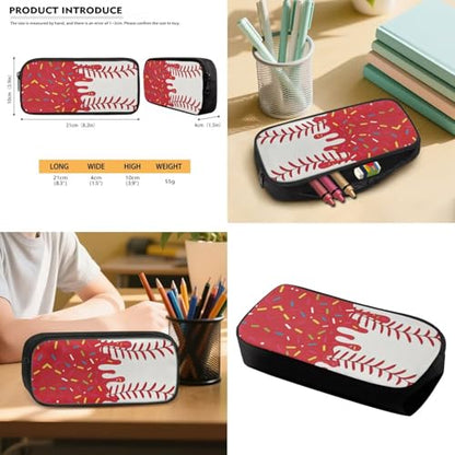Red Ice Cream Backpack Baseball 4 Piece Drip School Backpack Insulated Light Lunch Bag and Pencil Pouch with Elastic Side Water Bottle Pocket Young Kids Casual Daily Gifts - color: Red