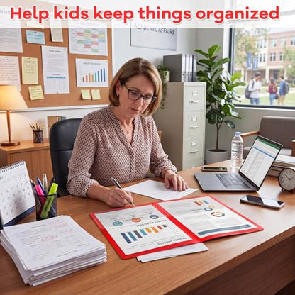 Henoyso 100 Pcs Folders Take Home Heavy Duty 2 Pocket Homework Folder for Students Parent Teacher Communication, 11.8 x 9.45 Inch(Red) - color: Red