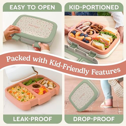 Bentgo Kids 5-Compartment Leak-Proof Bento-Style Lunch Box (Whimsy & Wonder Collection) - Ideal for Ages 3-7, Drop-Proof & Durable, Dishwasher Safe, & PFAS & BPA-Free Materials (Geo Speckle) - color: Geo Speckle