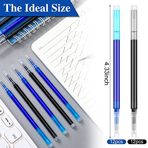 Zonon 24 Pcs 0.7mm Erasable Gel Ink Pen Refills Compatible with Frixion Friction Gel Ink Refills Medium Fine Point Erasable Pens Lead for Writing Planner and Crossword Puzzles(Black, Blue) - color: Black, Blue