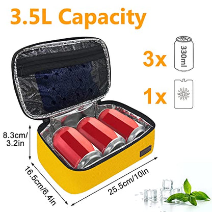 Gloppie Mini Lunch Box Small Kids Lunch Bag Compact LunchBox Bag, CPC Certified | Child-Safe Materials, Insulated LunchBag Reusable Sandwich Containers Snack Box, Yellow - color: Yellow