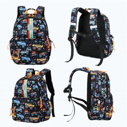CAMTOP Backpack for Kids, Boys Girls Preschool Backpacks with Lunch Box Toddler Kindergarten School Bookbag Set - color: Rainbow Strip Black