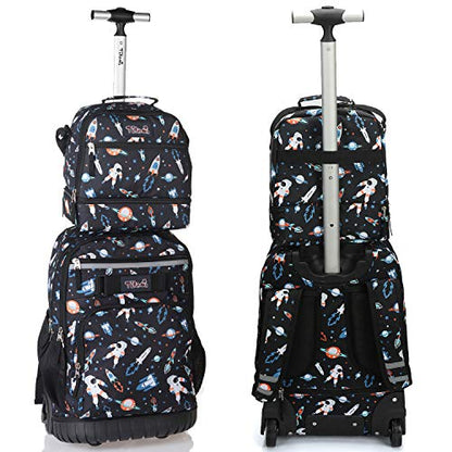 Tilami Rolling Backpack 19 inch with Lunch Bag Wheeled Laptop Backpack, Astronaut - color: Astronaut