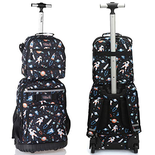 Tilami Rolling Backpack 19 inch with Lunch Bag Wheeled Laptop Backpack, Astronaut - color: Astronaut