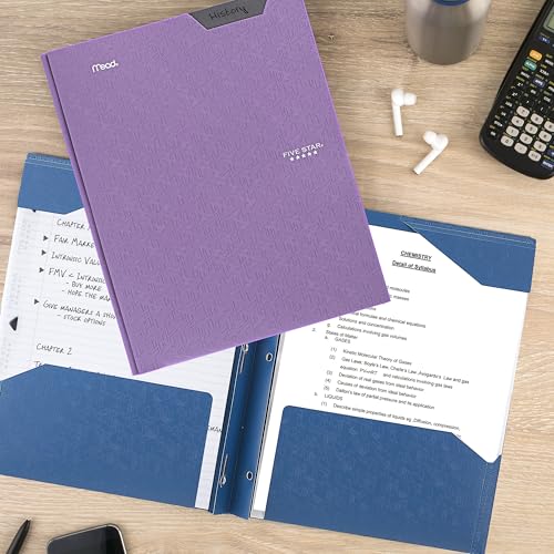 Five Star 2-Pocket Folder, Plastic Folder with Stay-Put Tabs and Prong Fasteners, Holds 8-1/2" x 11" Paper, Amethyst Purple (38750) - color: Purple, size: 1 Count (Pack of 1)