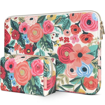 DOMISO 17 inch Laptop Sleeve Protective Case Cover Compatible with 17-17.3 inch HP Dell ASUS Lenovo Chromebook,Waterproof Computer Cases Bag with Accessory Pouch,Rose - color: Rose, size: 17 inch