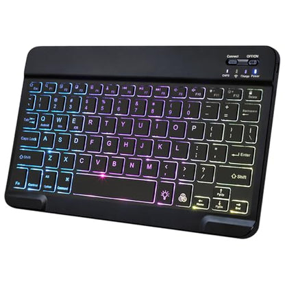 Backlit Bluetooth Keyboard for iPad, Rechargeable Slim Portable Wireless Keyboard for iPad Tablets, Compatible for All iOS/Windows/Android System Devices-Black