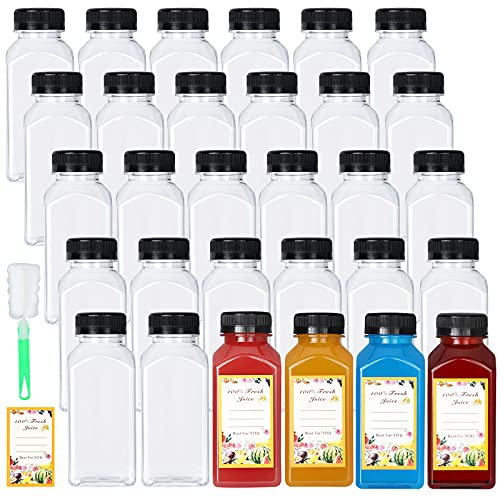 DANALLAN 30 Pack 8oz Empty Plastic Bottles with Leak-Proof Caps Food Grade Recyclable Bulk Beverage Containers Clear PET Bottles for Homemade Juice, Smoothie, Milk and Drinks