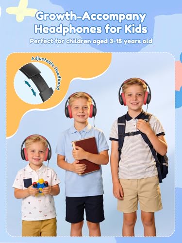 Acer Kids Headphones Wired for School - Over Ear Design, 85/94dB Safe Volume Limit, 3.5mm Jack Foldable Headphones for Toddler Boys Girls Classroom Yoto Player Chromebook Travel Black Red - color: Black Red