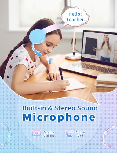 Bluetooth Kids Headphones,Wireless Kids Headphones Over Ear with Microphones,Stereo Sound ,10H Playtime, Foldable&Adjustable Children Headphone,Bluetooth Headset for Adults,School (Blue) - color: Blue