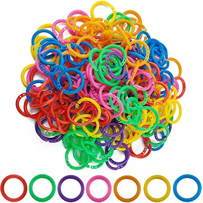 TIHOOD 210-Piece Multi-Color Plastic Binder Rings - Flexible for Cards, Documents, and Swatches - 7 Colors (20 mm)
