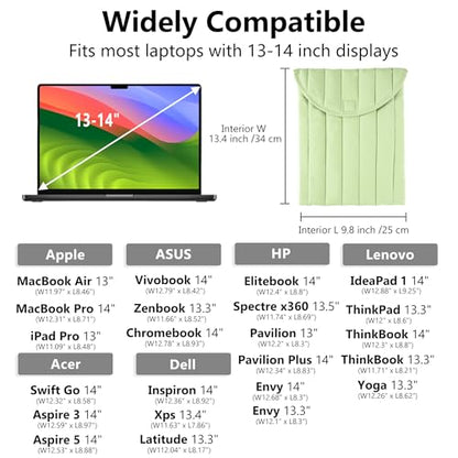 Puffy Laptop Sleeve 13-14 Inch, Soft Laptop Case, Mint Green | Compatible with 13-14 Inch Macbook Pro/Air/Neo, Asus/Dell Xps/Lenovo Laptops, Protective Carrying Bag for Women and Men - color: Mint Green, size: 13/14