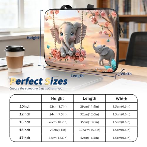 Laptop Bag 17 Inch,Resistant Shockproof Laptop Sleeve Case Protective Cover Carrying Case with Handle Compatible for HP Dell Lenovo Acer Asus Notebook Computer,Baby Elephant Swing - color: Baby Elephant Swing, size: 17-17.3 in