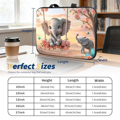 Laptop Bag 15.6 Inch,Resistant Shockproof Laptop Sleeve Case Protective Cover Carrying Case with Handle Compatible for HP Dell Lenovo Acer Asus Notebook Computer,Baby Elephant Swing - color: Baby Elephant Swing, size: 15-15.6 in