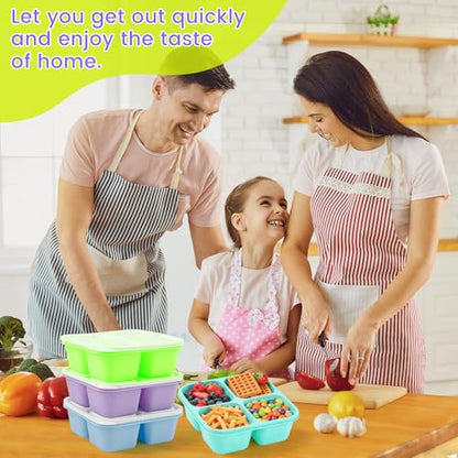 4 Pack Snack Containers Bento Box Adult Lunch Box,Meal Prep Container, Reusable Food Storage lunch Containers Stackable for Work, Travel and Gym (Blue, Green, Purple, Grass Green) - color: Blue, Green, Purple, Grass Green