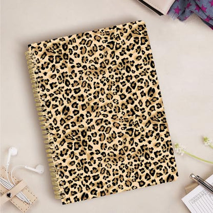 Cute Spiral Notebook journal A4 Aesthetic Pretty Design for Women Girls Kawaii with Pocket, 8.5 x 11 inch, Graph, Leopard - color: Leopard, style: Graph