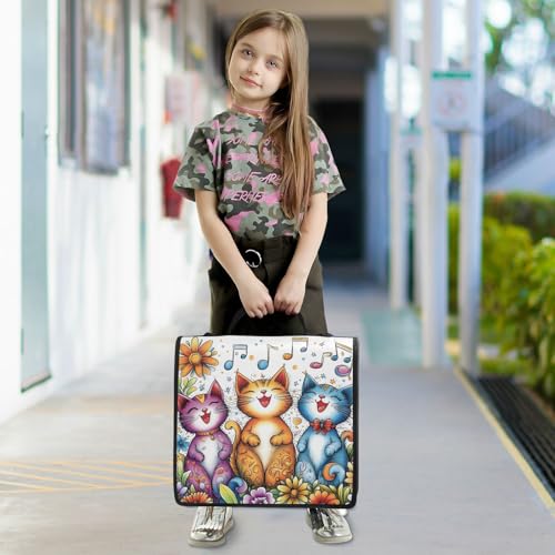 3 Ring Zipper Binder With Shoulder Strap Documents Storage Organizer Animal Dog - color: Three Singing Cats