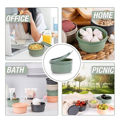 9 oz Small Round Food Storage Containers with Lids Set of 10, Airtight Leakproof Reusable, Plastic To Go Bento Box, Mini Lunch Box, Snack Storage Bowl, for Kitchen, Picnic (10)
