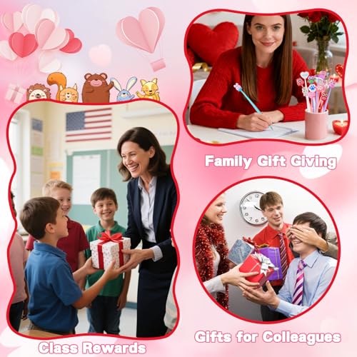 40pcs Valentine’s Day Wiggle Pens With Animal&Heart Shapes Bulk Gifts for Kids Students Coworkers Cute Pens for Classroom Prizes Birthday Party Favors Goodie Bags Stuffers.