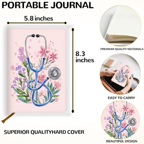 Lovdazzles Pretty Stethoscope Medical Notebook Journal 200 Pages A5 Ruled Doctor Nurse Notebook, Medical Student Gifts, Nurse Doctor Gifts for Women Men, Appreciate Gift(5.8 x 8.3) - color: Multi 1715