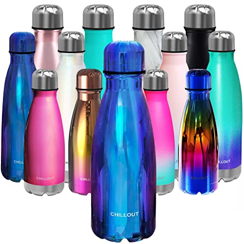 CHILLOUT LIFE 12oz Kids Insulated Stainless Steel Water Bottle, Leak Proof | Small Metal Water Bottle, Keeps Drinks Cold 24H & Hot 12H, Leak-Proof Screw Lid, Perfect for School, Travel & Sports - color: Magic Blue