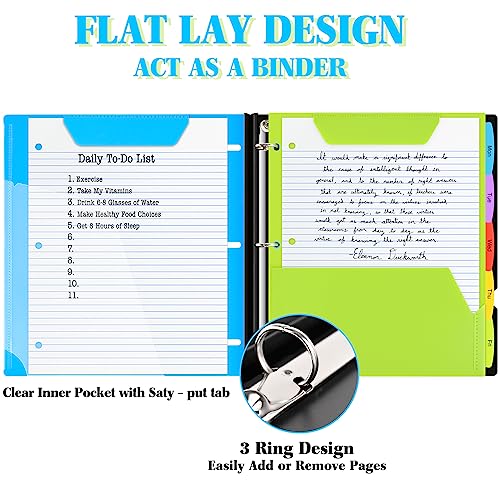 INFUN All-in-one Telescoping Binder Notebook - 2PCS, Refillable 3 Ring Notebook Binder with 1 plastic movable pocket folder,5 plastic subject dividers and graph paper and college ruled paper - Blue - color: Blue, size: 2 PCS