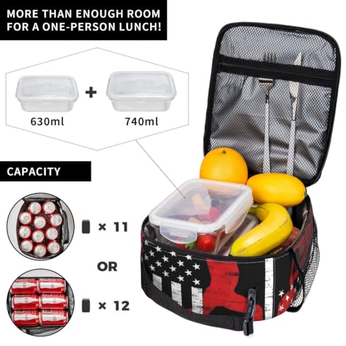 Weightlifting American Flag Lunch Bag 10In | Insulated Lunch Box Reusable Tote Bag For Picnic Office For Women Men - color: Style 4