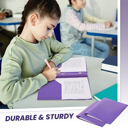 Lincia 100 Pcs Plastic Folders with Pockets and Prong Folders with Prongs 2 Pockets for Office, School for Students, Teachers, Office Workers(Purple) - color: Purple