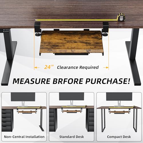 ETHU Keyboard Tray Under Desk, 19.7" X 12.2" Small Size C Clamp Keyboard Drawer Under Desk, Computer Keyboard Stand Slide Pull Out, Ergonomic Keyboard Tray for Home, Office (Wood) - color: Wood, size: 26.77" X 11.81"