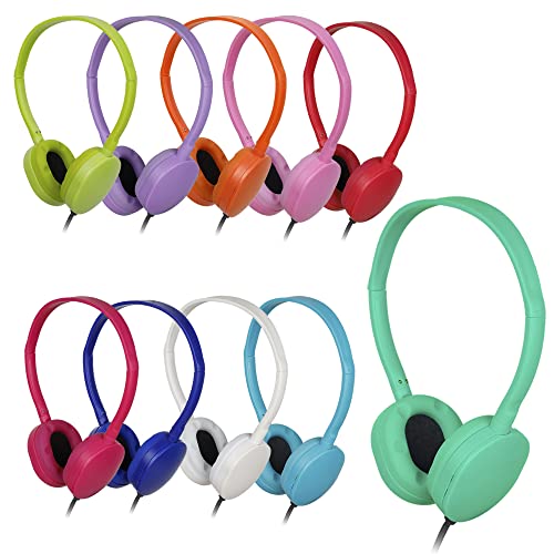 Headphones for Kids School Classroom Bulk 10 Pack,Wired | Adjustable Kids Headphones Bulk for Students Teens Children and Adult 3.5mm Jack Multi Colored - size: 10 Pack Multi Color