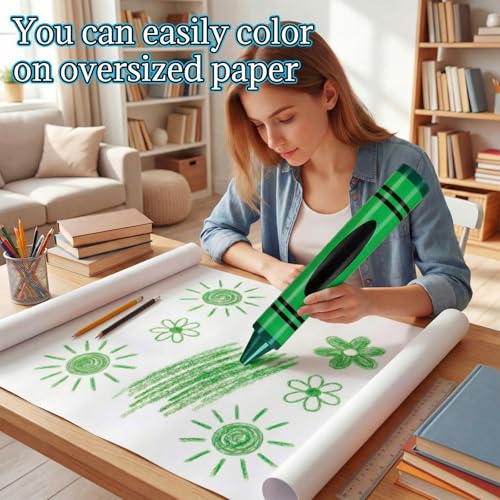 Gersoniel Green 15" Giant Crayon, Jumbo Non-Toxic Coloring Crayon for Back to School, Large Art Projects & Festival Art Events, Draw on Paper & Walls - color: Green