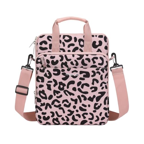 MOSISO 12.9 inch Tablet Sleeve Bag for iPad Pro 13 M4&iPad Air 13 M3 M2,iPad Pro 12.9 M2 M1 6/5th,Surface Laptop Go 12.4,Galaxy Tab S8+/S9+ 12.4, Leopard Grain Tablet Shoulder Bag with 3 Pockets, Pink - color: Pink