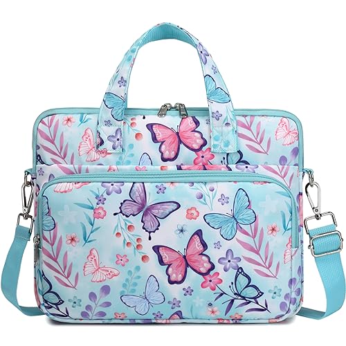 Octsky Kids Tablet Carrying Sleeve - 12.5 Inch Protective Bag with Shoulder Strap, Soft Lining - color: Butterfly Lake