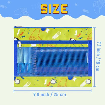WAWSAM Game Pencil Pouch for 3 Ring Binder, Binder Pencil Pouches for boys with Zipper, Pencil Case with Clear Window, Cosmetic Bags for Office School College Supplies - color: Game