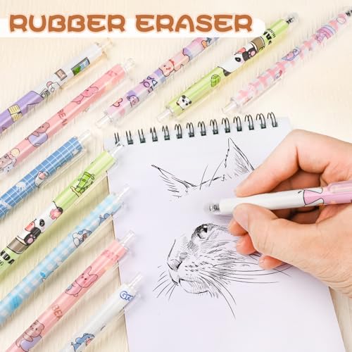 Erasable Pens, 100 Pack Cute Cartoon Retractable Erasable Gel Pens Clicker, Make Mistakes Disappear, Fine Point, 0.5mm Black Ink Pen Cartoon Writing Pen Office School Supplies Classroom Rewards.