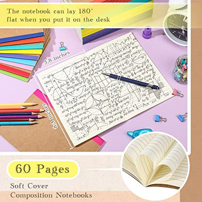 Handepo 100 Pack A5 Composition Notebooks Bulk 5"x8" Lined Kraft Soft Cover Journals, 60 Pages Bulk School Supplies for Students Classroom Office - color: Classic, size: A5