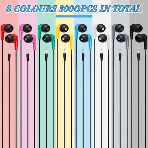 Kigeli 300 Packs Bulk Earbuds Headphones Wired Earphones for Classroom Kids Colorful in Ear Students Ear Buds with 3.5mm Jack for Laptop School Library Supplies, No Microphone (Pure Black) - color: Pure Black