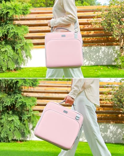3-Inch 3-Ring Zipper Binder with Shoulder Strap and Multiple Pockets | D-Ring Zip Up Binder with 700 Sheets Capacity, Compatible with 13" MacBook/Tablet, for Middle School, Office, Pink - color: Pink