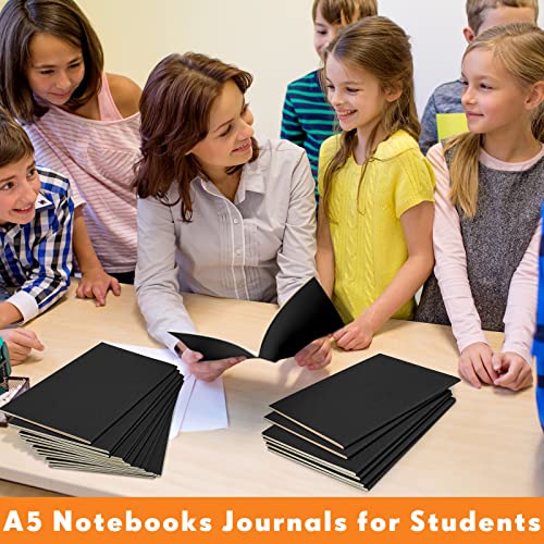 Mimorou 100 Pcs Journals Notebooks Bulk - Kraft Softcover A5 Small Notebooks 5.5 Inch x 8.3 Inch Notepads with 60 Page 30 Sheet for Writing Sketch Travel Office Supplies(Black,Unlined) - color: Black, style: Unlined