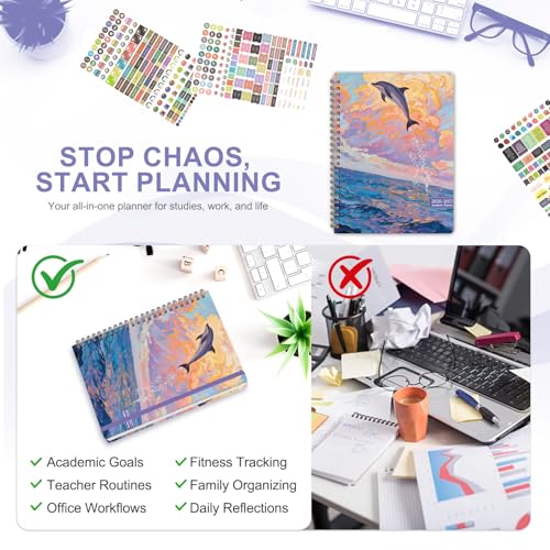 Planner 2026-2027, Weekly and Monthly Academic Year Calendar Planner, July 2026 - June 2027, Daily Agenda Book for Office School Supplies, A5(6.3'' x 8.5'') - color: 2607-Dolphin, size: 6.3"x8.5"(Jul 2026-Jun 2027)