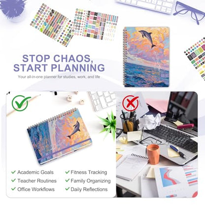 Planner 2026-2027, Weekly and Monthly Academic Year Calendar Planner, July 2026 - June 2027, Daily Agenda Book for Office School Supplies, A5(6.3'' x 8.5'') - color: 2607-Dolphin, size: 6.3"x8.5"(Jul 2026-Jun 2027)
