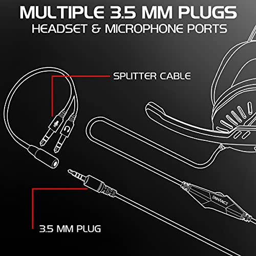 ENHANCE GX-H5 Gaming Headset with Microphone - Universal Gaming Headset for PS4, PS5, Xbox, PC, Switch with Adjustable Headband, Volume Controller, USB Sound-Isolating Earcups, Splitter Cable (Red) - color: Red