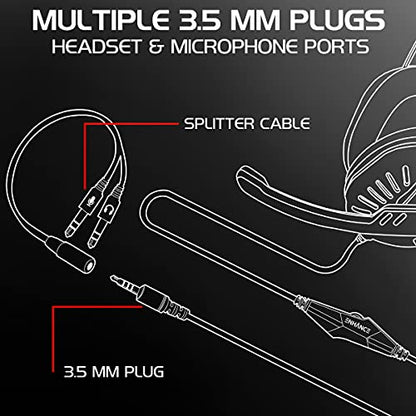 ENHANCE GX-H5 Gaming Headset with Microphone - Universal Gaming Headset for PS4, PS5, Xbox, PC, Switch with Adjustable Headband, Volume Controller, USB Sound-Isolating Earcups, Splitter Cable (Red) - color: Red