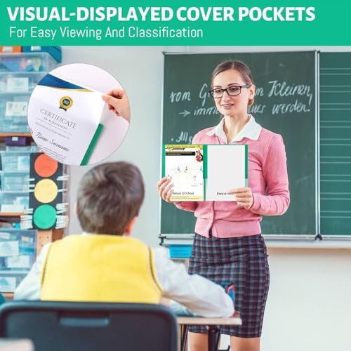 PerKoop 72 Pcs Take Home Folders Bulk Parent Teacher Communication Folder with 2 Pockets Plastic Homework Folder for Student Parent Teacher Classroom Back to School Supplies 11.73 x 9.45'' (Green) - color: Green