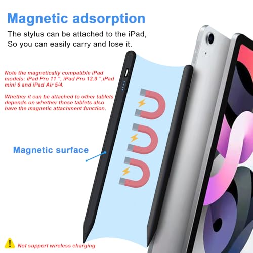 Stylus Pens for Touch Screens Power-Display Tablet Pen POM Tip Magnetic Digital Touch Pen Compatible with iPhone/iPad/Switch/Lenovo/and Other iOS/Android Smartphone and Tablet Devices (Black) - color: 2SS-Black