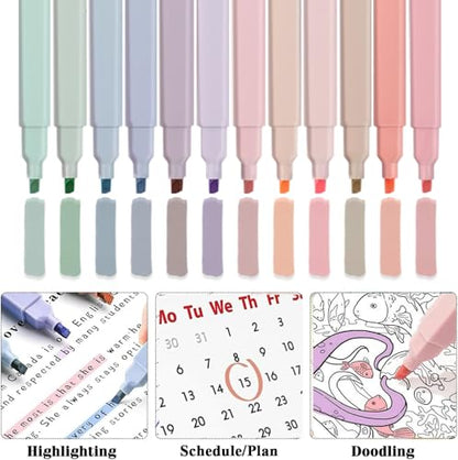 56 PCS Aesthetic School Supplies with Large Pencil Case, 5 Inspirational Ballpoint Pens, 12 Pastel Highlighters, 5 Black Ink Gel Pens, 6 Mechanical Pencils 0.5-0.7mm College Student Essentials (Blue) - color: Blue